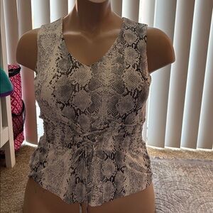 Ember gray and white snakeskin sleeveless top